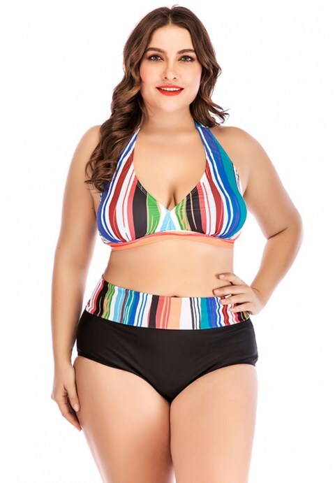 Colorful Striped Bikini Set