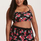 Floral Racerback Crop Tank Boyshort Bikini Swimsuit