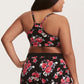 Floral Racerback Crop Tank Boyshort Bikini Swimsuit