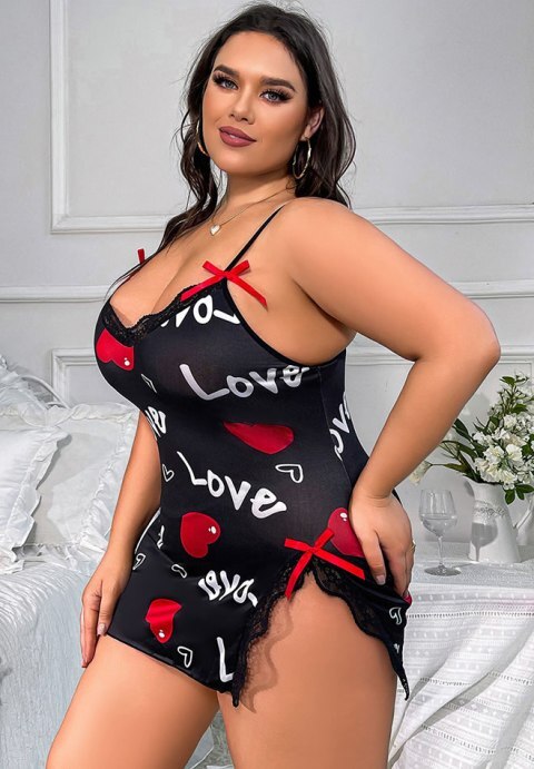 Plus Size Searching For Romance Babydoll Set