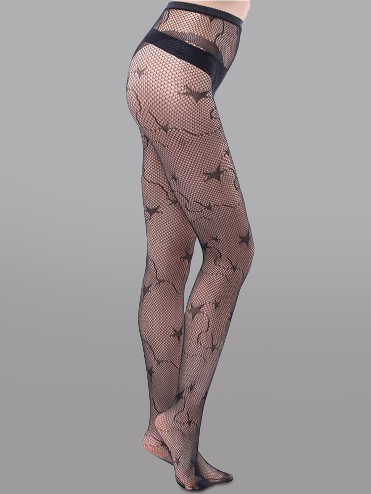Star-Decorated Mesh Tights