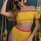 Off Shoulder High Waist High Leg Bikini Swimsuit