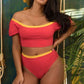 Off Shoulder High Waist High Leg Bikini Swimsuit