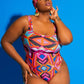 Geometric Printed One Piece Swimsuit