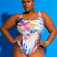 Geometric Printed One Piece Swimsuit