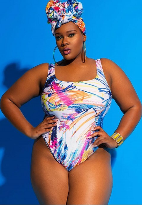 Geometric Printed One Piece Swimsuit
