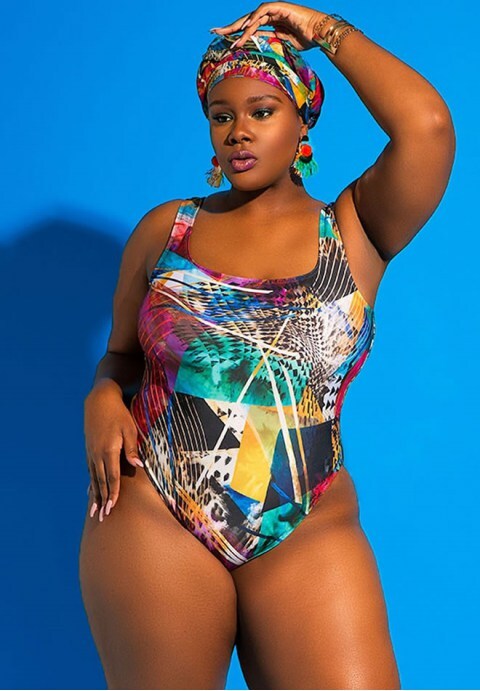 Geometric Printed One Piece Swimsuit