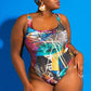 Geometric Printed One Piece Swimsuit
