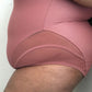 Mesh Side Zipper Front One Piece Swimsuit