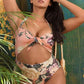 Halter Tie Front Cutout Floral One Piece Swimsuit