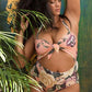 Halter Tie Front Cutout Floral One Piece Swimsuit