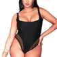 Low Back Eyelet Detail High Cut One Piece Swimsuit