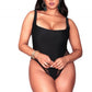 Low Back Eyelet Detail High Cut One Piece Swimsuit