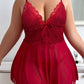 Plus Size Alluring Lace Babydoll Set