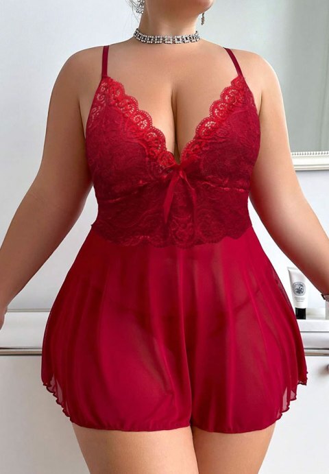 Plus Size Alluring Lace Babydoll Set