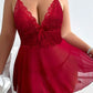 Plus Size Alluring Lace Babydoll Set