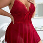 Plus Size Alluring Lace Babydoll Set