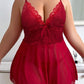 Plus Size Alluring Lace Babydoll Set