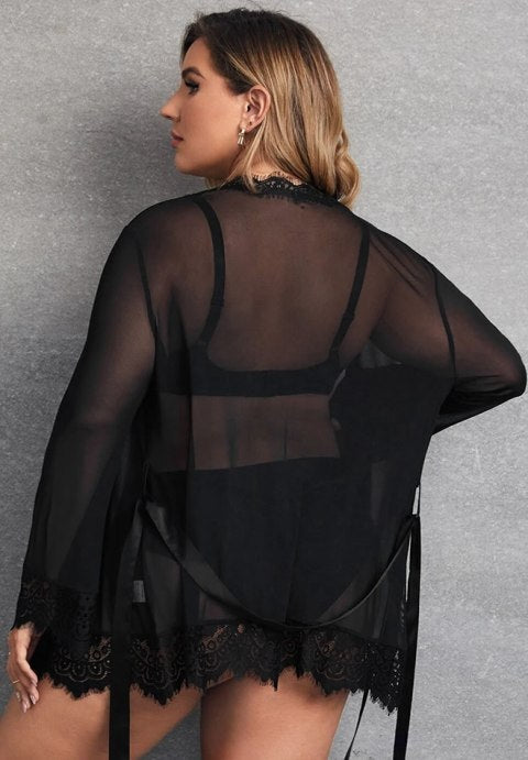 Eyelash Lace Robe and G-String