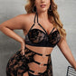 Wet Look Garter Skirt Set