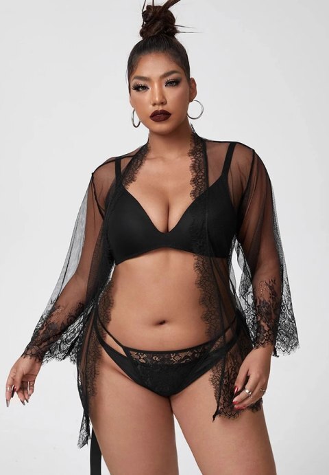Eyelash Lace Robe and G-String