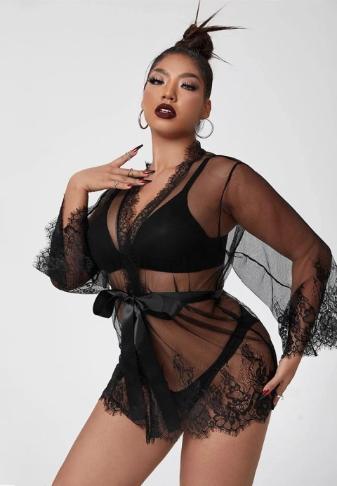 Eyelash Lace Robe and G-String