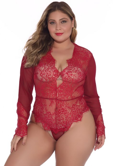 Lace Long Sleeve Teddy