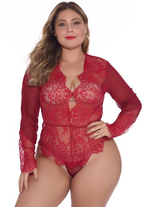 Lace Long Sleeve Teddy