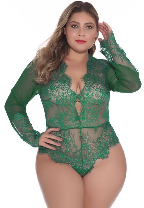 Lace Long Sleeve Teddy