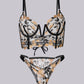 Black Embroidered Corset & Panty Lingerie Set