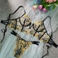 Black Embroidered Corset & Panty Lingerie Set