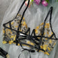 Black Embroidered Corset & Panty Lingerie Set