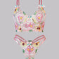 Pink Floral Embroidery  Lingerie Set