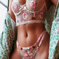 Pink Floral Embroidery  Lingerie Set