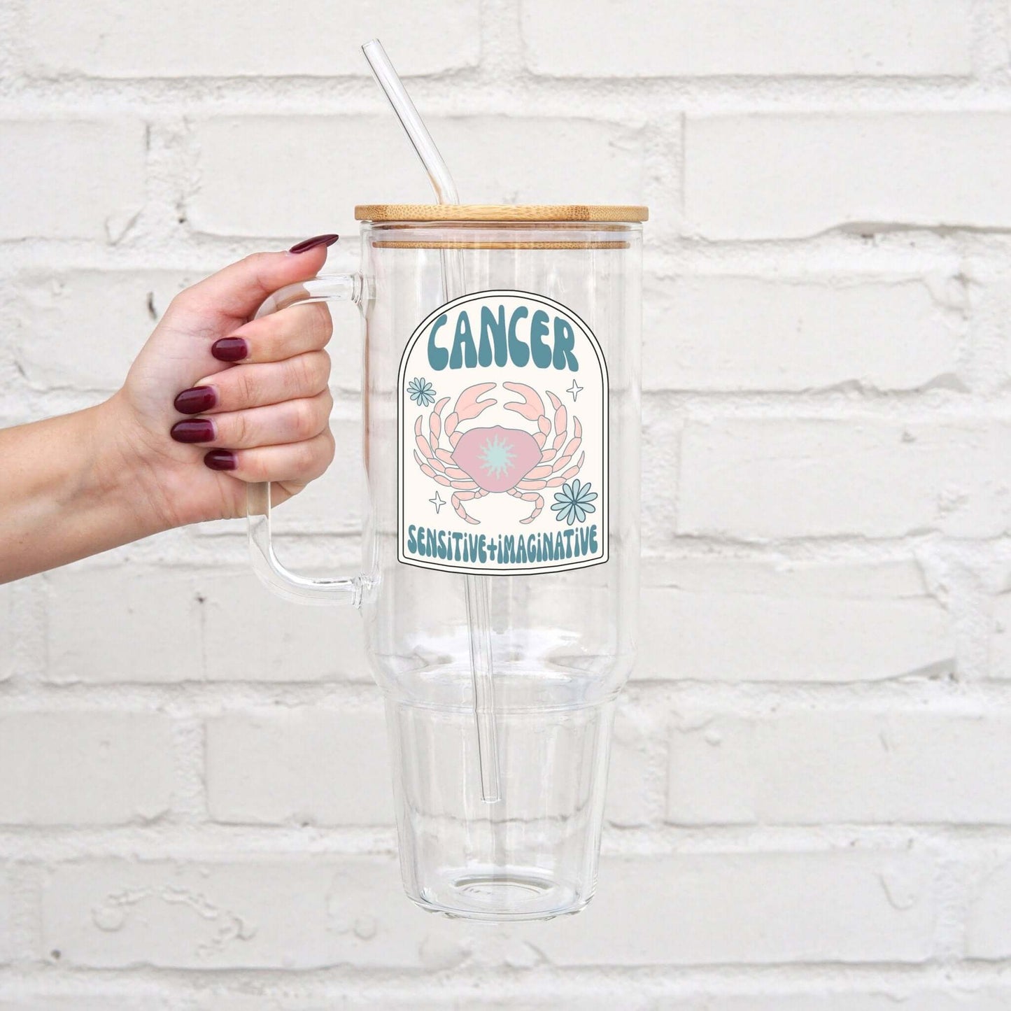 Zodiac Astrology Horoscope Glass Cup, Mug & Tumbler with Lid and Straw