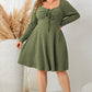 Honey Sweetheart Neck Long Sleeve Ribbed Dress