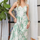 Print Spaghetti Strap Maxi Dress in Green