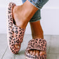 Pink Leopard Print Thick Sole Slip On Slippers