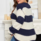 Blue Stripe Color Block Drop Shoulder Sweater