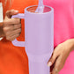Orchid Petal Frosted Stainless Handle Large Vacuum Cup with Straw 40oz