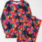 Black Printed Long Sleeve and Pants Lounge Set