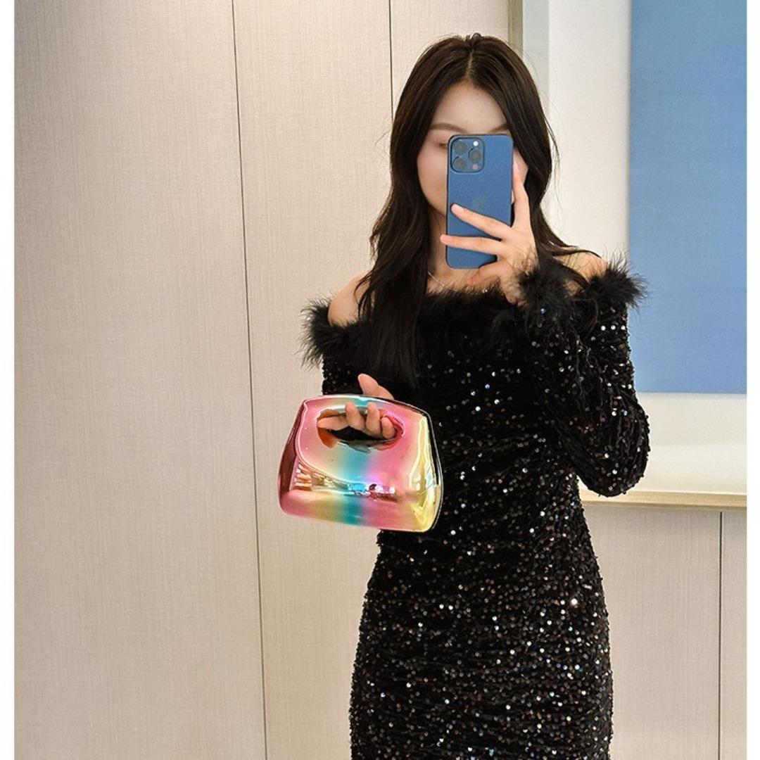 Acrylic square box clutch bag