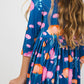 Poppies 3/4 Sleeve Pocket Twirl Dress