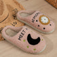Light Pink Moon & Clock Pattern Fuzzy Home Slippers