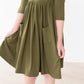 Olive 3/4 Sleeve Pocket Twirl Dress
