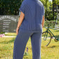 Ribbed V Neck Tee and Pants Set