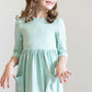 Sage 3/4 Sleeve Pocket Twirl Dress