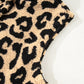 Khaki Leopard Sherpa Button Front Collared Vest Jacket