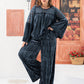 Round Neck Flare Sleeve Top and Pants Set