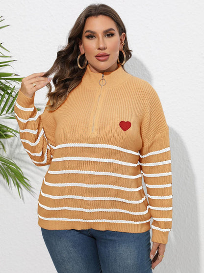 Zip-Up Striped Sweater